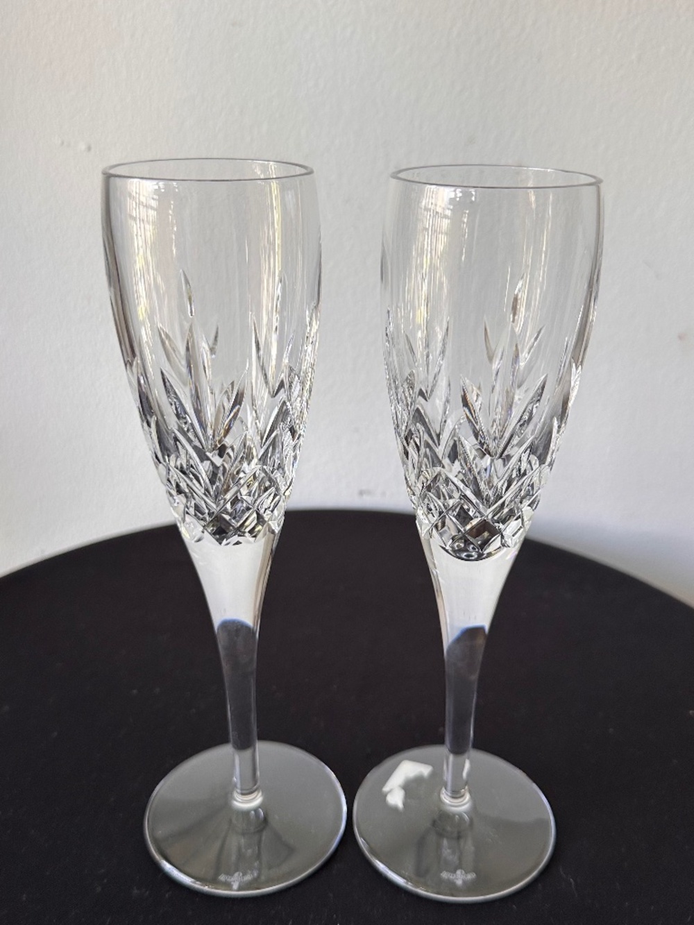 Waterford Cardiffe Crystal Champagne Flutes Set of 2 Signed Elegant 9.25"